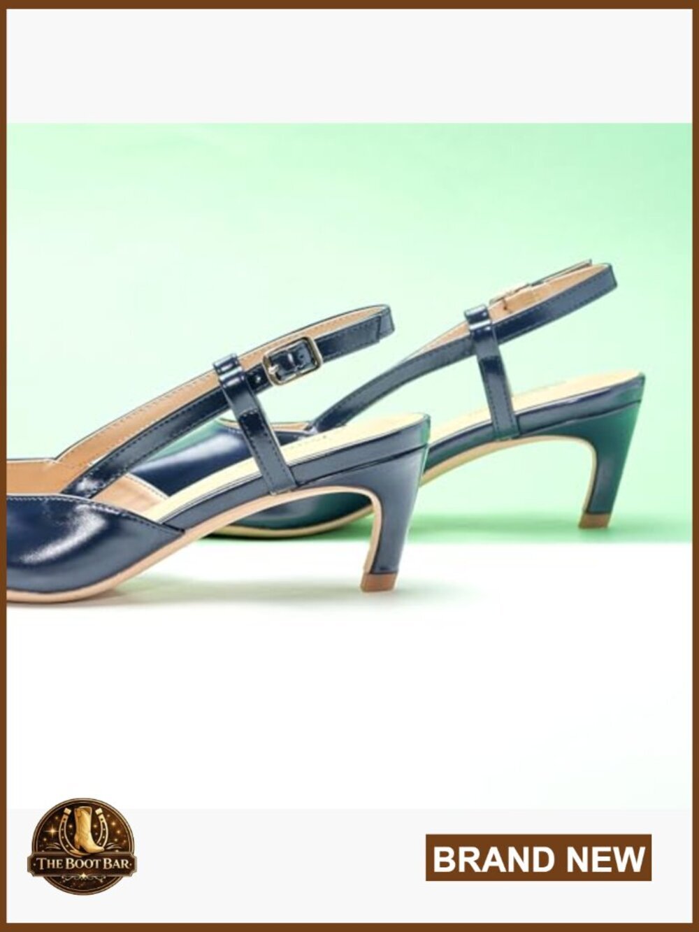 Leather Kitten Heel Slingback Pumps with Adjustable Buckle - Picture 2 of 6